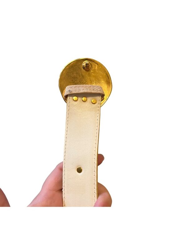 Vintage Escada Suede Belt Iridescent Glass Accents Gold-Tone Buckle Size 38 main image 5